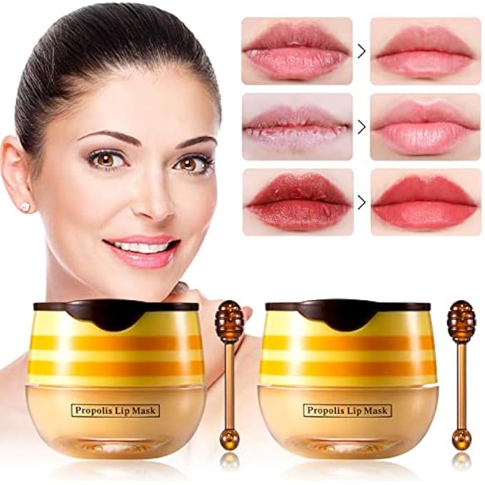 LSxia 2 PCS BEE HONEY LIP BALM HONEY POT, BEE HONEY LIP MASK, REDUCES LIP LINES, HYDRATE & MOISTURIZING LIP SKIN CARE, PREVENTION DRY CRACKED LIPS, BEE HONEY LIP BALM FOR LIP REPAIR TREATMENT - Image 1